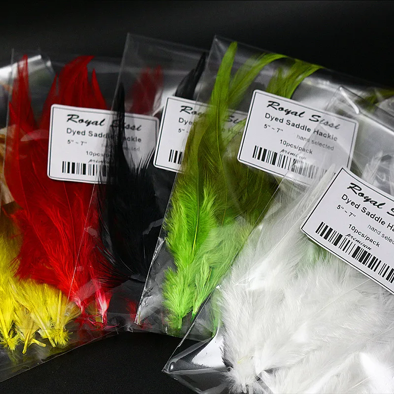 80pcs/lot 8colors assorted rooster saddle hackle for streamer&woolly bugger flies hybrid fly tying hackle feather hand selected