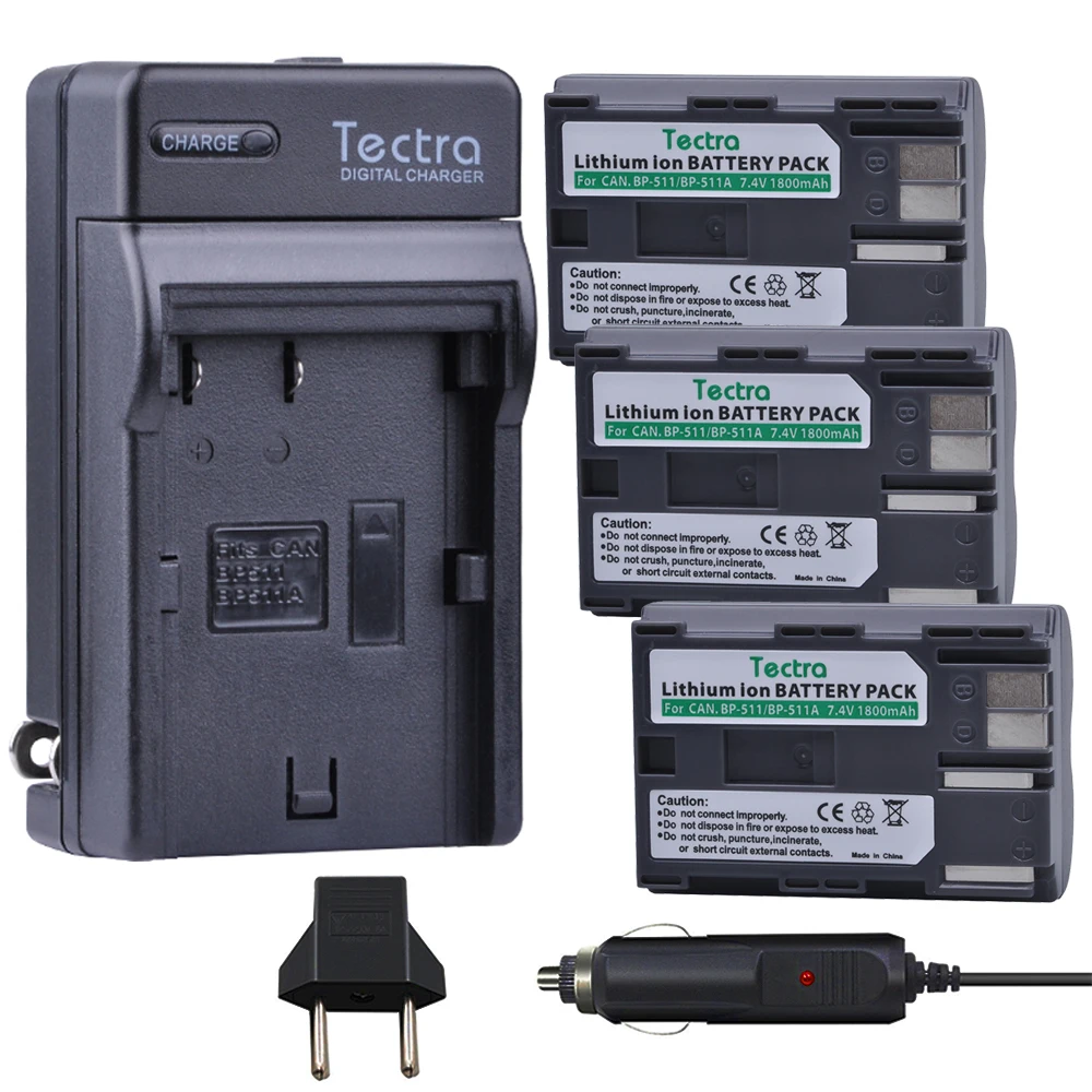 

Tectra 3 x BP-511 BP-511A Li-ion Battery + Digital Charger for Canon Camera G6 G5 G3 G2 G1 EOS 300D 50D 40D 30D 20D 5D MV300i