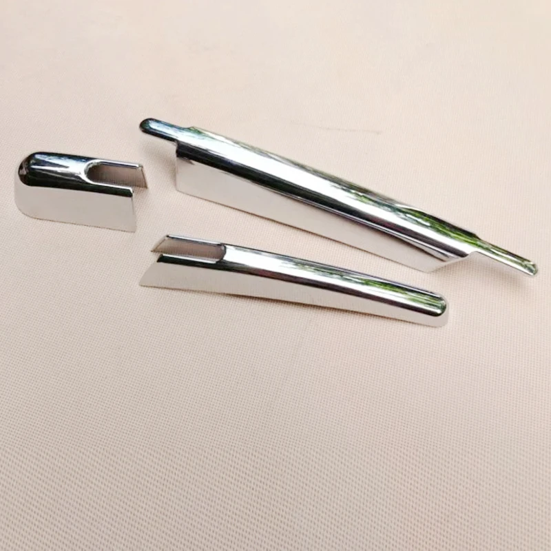 Dla Peugeot 2008 2014-2017 ABS Chrome tylna wycieraczka taśmy osłona zabezpieczająca obejmuje wykończenie ramy akcesoria Car Styling 3 sztuk