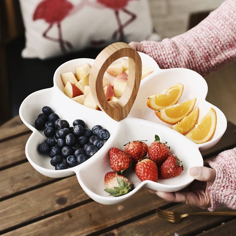 Creative Fruit Disk Dessert Plate Ceramic Modern Living Room Dried Fruit Dish Hand-held Fractional Candy Nut Box cute plate