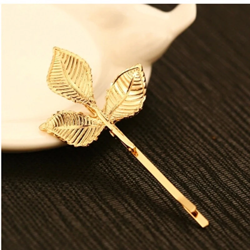 5 Patterns Leaf Starfish Shell Conch Golden Metallic Hair Clips and Pins  Women Barrettes Headwear