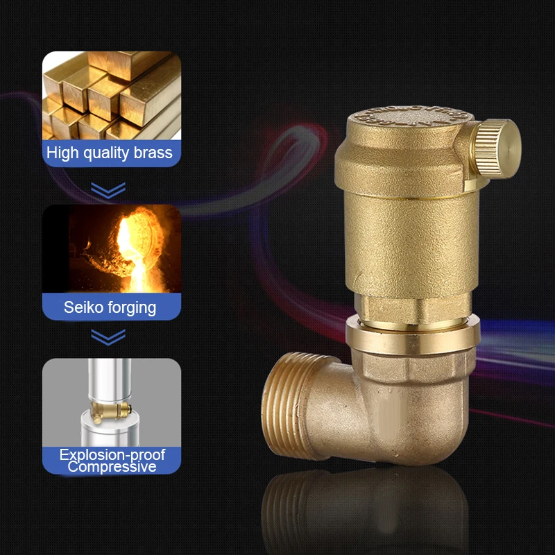 Hotaste DN15/20/25 Brass Automatic Deflation Valve for Household Water heating pipes Vent valve vertical/Elbow