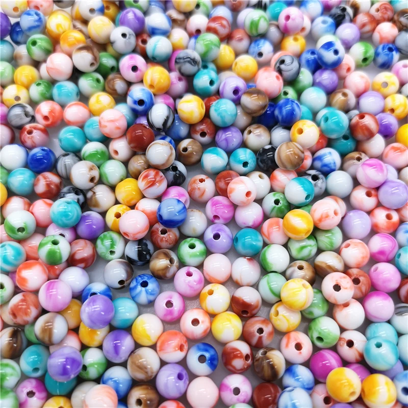50pcs 8mm Round Shape Beads Jewelry Making Acrylic  Multicolor Loose Bead  DIY Accessory #A16-26