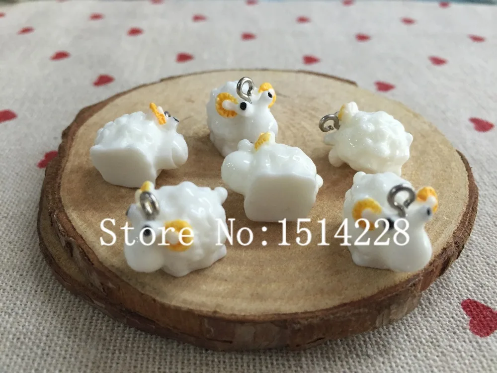 Cute animal charms.3D resin lovely sheep with yellow ear pendant for key chain/phone decoration,DIY.