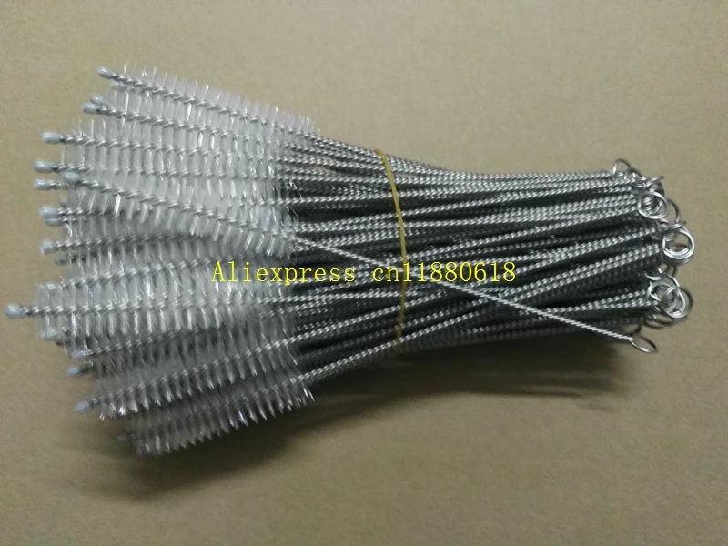 500pcs/lot High quality Stainless Steel Nylon Straw Cleaning Brush Drinking Pipe Tube Cleaner Clean Tools 205*60*13mm