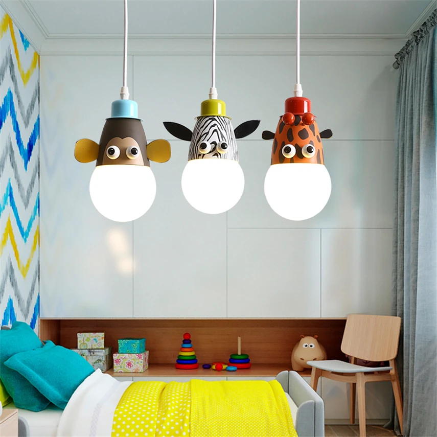 

Nordic Cartoon Animal Zebra Pendant Lights Children's Room Bedroom Bedside Monkey Decorative Lamp Study Hanging Lights Fixtures