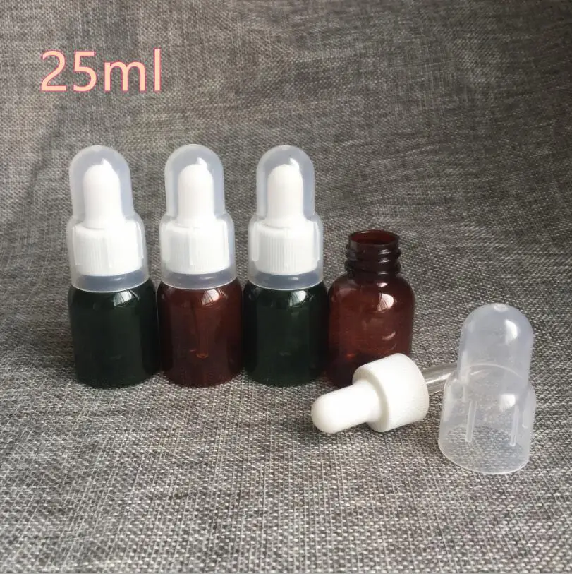 300pcs/lot 25 ML Amber PET Essential Oil Bottle/Container with Eye Dropper/Pump,Lotion Bottle