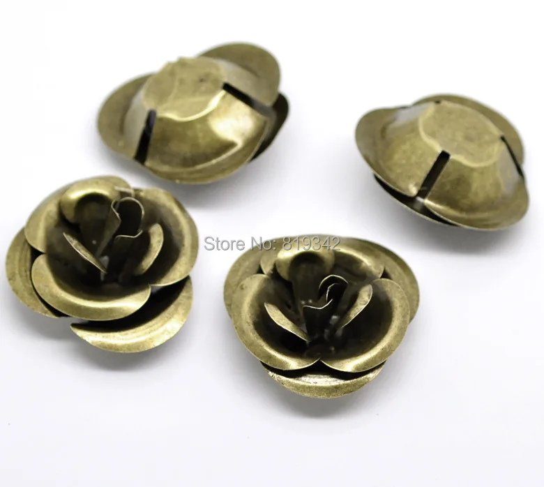 

Free shipping-10Pcs Antique Bronze Filigree Rose Flower Embellishments Connectors Gift Decoration DIY Findings 4x4cm J0059