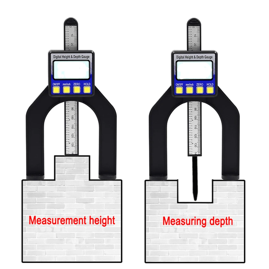 0-80mm Digital Depth height gauge Caliper Digital Tread Depth Gauge LCD Magnetic Self Standing Aperture