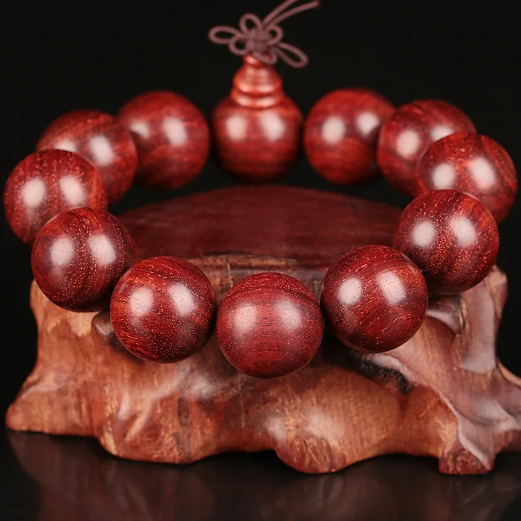 Natural African Zambian Red Sandalwood Wood Tibetan Buddhist Scriptures Big Beads Bracelet Prayer Beads Men Jewelry