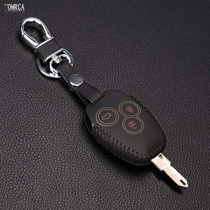 High Quality Leather Car Key Cover Key Chain for Renault / Opel Vivaro Movano Car Shield, 3 Button Leather Car Remote Key Box