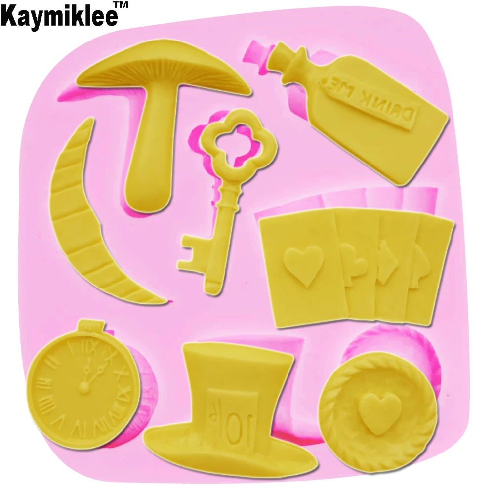 F1176 Magic Theme Magician Tool Hat,Playing Card,Key Veiners Silicone Molds Fondant Sugarcraft Gumpaste Resin Clay Cake Tools