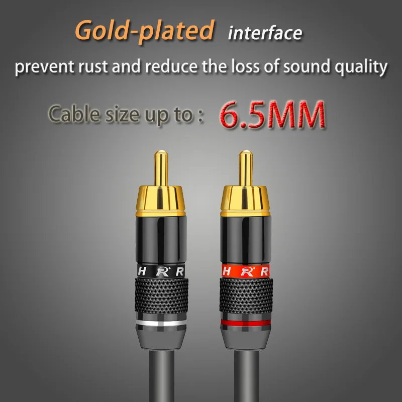 4Pcs/2Pair Gold Plated RCA Connector RCA male plug adapter Video/Audio Wire Connector Support 6mm Cable black&red super fast