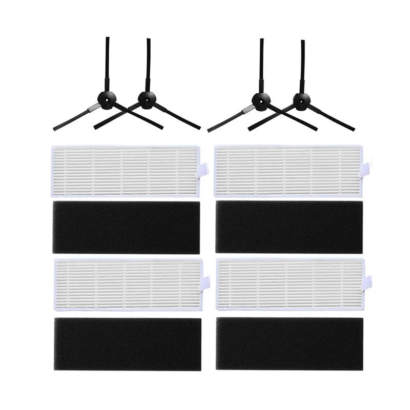 4X ตัวกรอง HEPA 4X กรองโฟม & 4X แปรงด้านข้างเปลี่ยนสำหรับ ILife A4 A6 A4S A8 A40 สูญญากาศทำความสะอาดอุปกรณ์กรอง