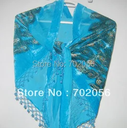 Triangle Beaded Peacock Silk velvet feeling nalon rayon Shawl Velvet Burn Out Duster Opera Scarf Wrap #2499