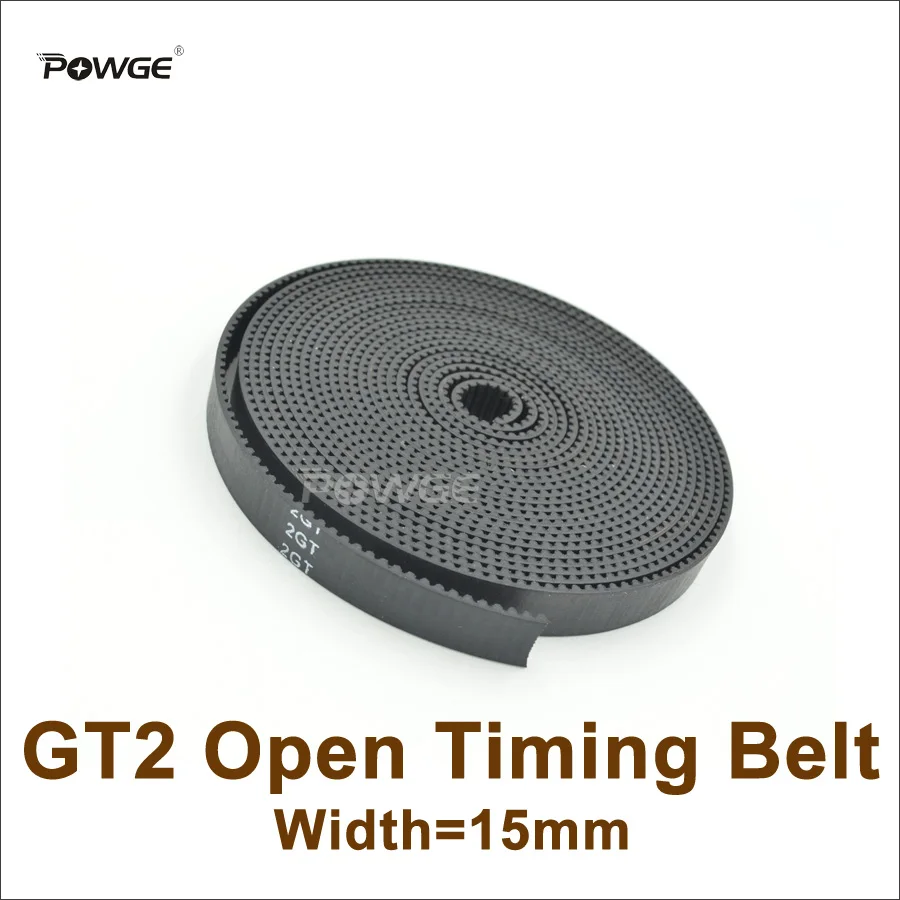 

POWGE GT2 Timing Belt Width=15mm Fit GT2 Pulley GT2-15 Rubber 2GT 15 Open-ended Timing Belt 3D Printer Accessory High Quanlity