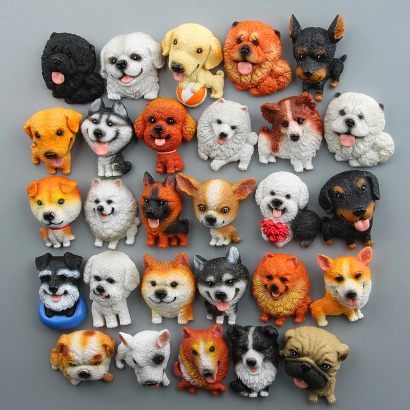 Japanes Bulldog Siberian Husky Corgi Pug Chihuahua Toys Resin Kawai Zakka Puppy Figure Toys Model  Fridge Magnet Home Decor