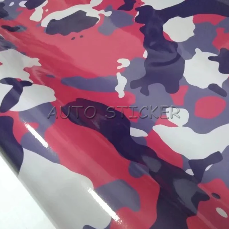 Película de vinilo con estampado de camuflaje para coche, lámina decorativa de lujo para automóvil, rojo, gris, negro