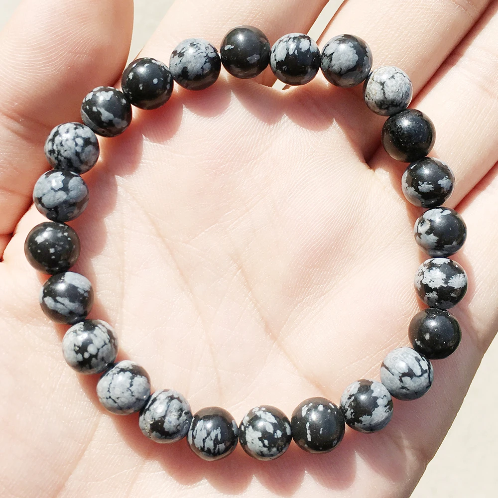 Ruberthen A Grand Snowflake Obsidian Bracelet Chakra Wrist Mala Beads Jewelry Stress Relief Protection Courage Bracelet