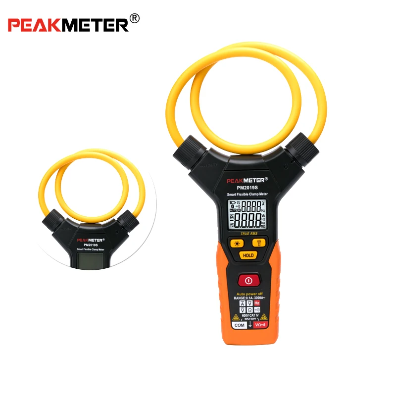 PEAKMETER PM2019S True RMS Smart AC 3000A Digital Flexible Clamp Meter Multimeter Handheld Voltage Current Resistance Frequency