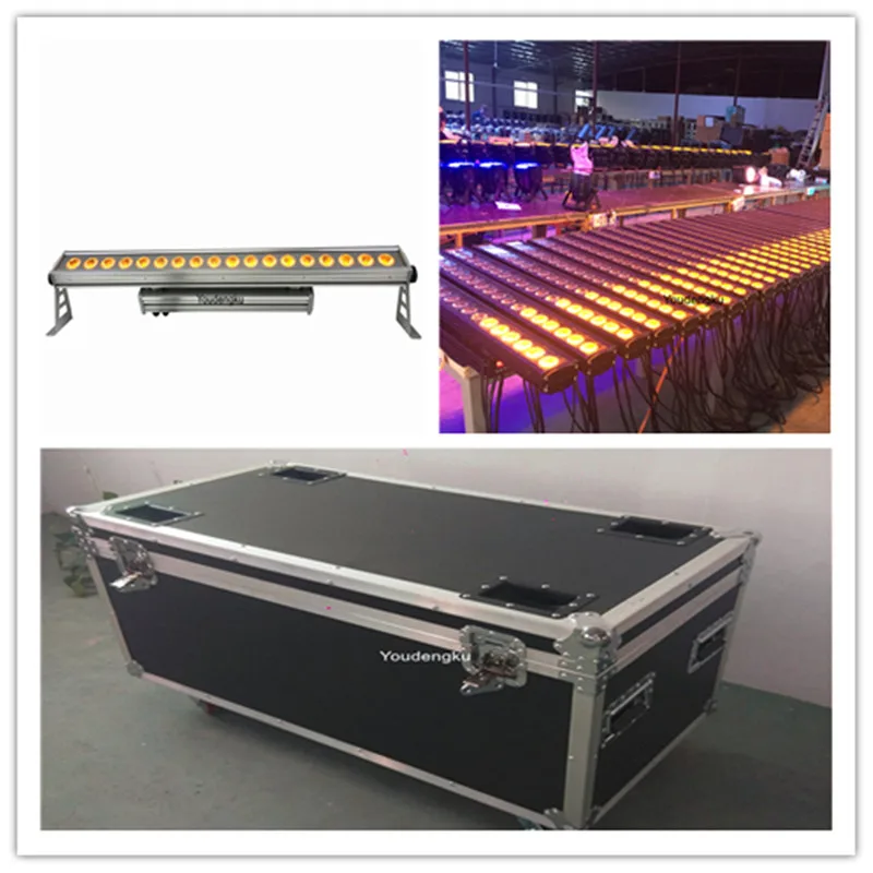 

4 pcs with flightcase 18x18watt 6in1 rgbwa+uv outdoor led wall washing light outdoor bar rgbwa uv led wall washer bar light