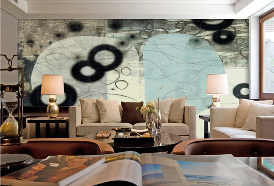 

Custom 3D large mural,Abstract oil painting circle blue curve papel de parede ,living room TV wall bedroom wallpaper