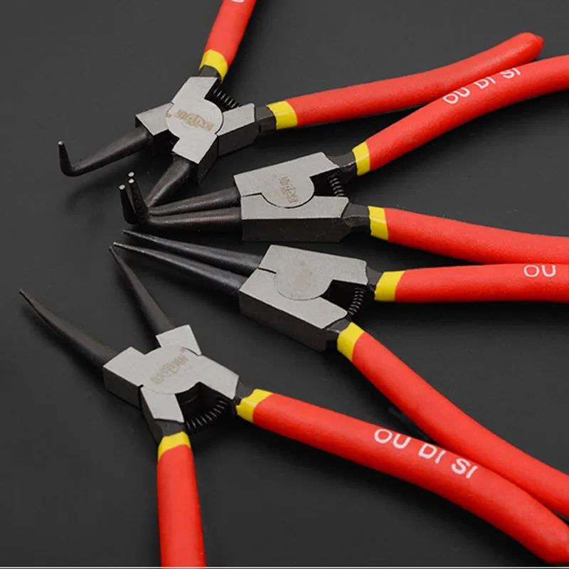 Hot Sale New Arrial 7Inch Professional Circlip Pliers Kit Straight Snap Ring Pliers 90 Degree Bent Circlip Nipper DIY Hand Tools