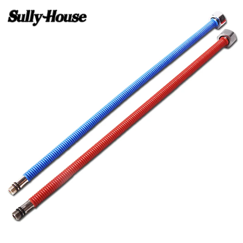 Sully House 304 SUS Red$Blue Faucet water weaved corrugated plumbing hose,flexible connection pipes 1/2''Standard Interface