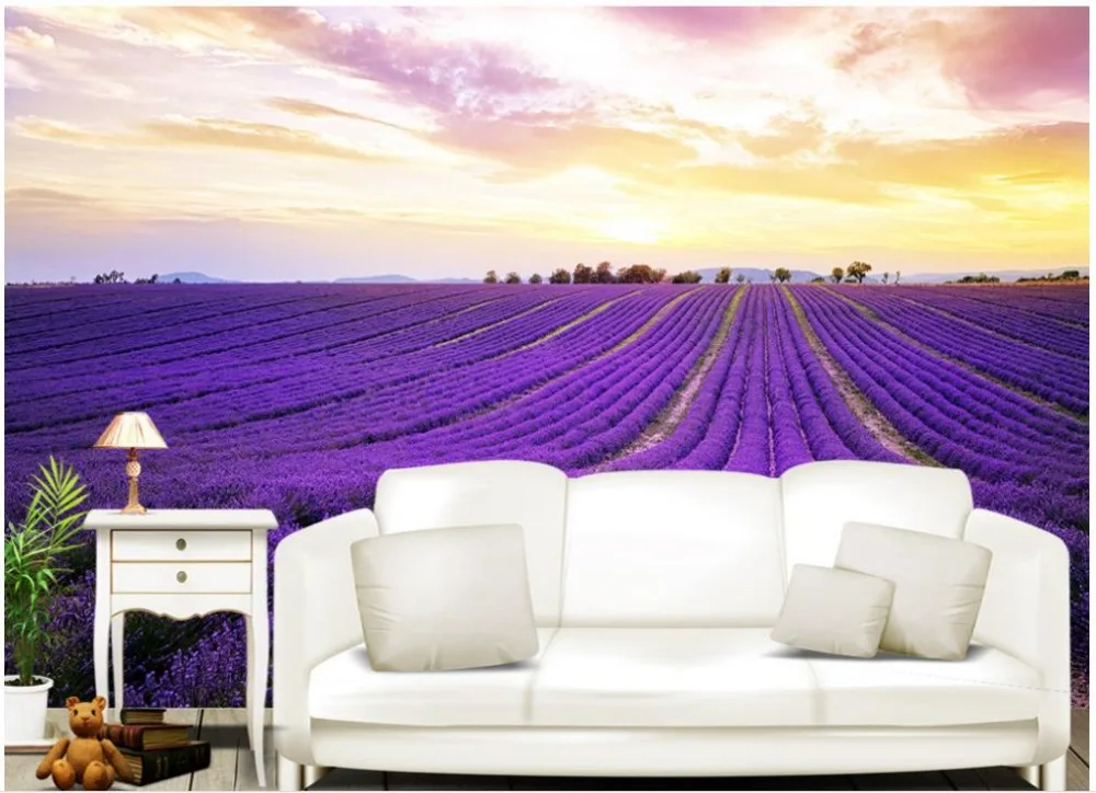 

3d wallpaper for room Home Decoration Purple lavender flower field 3d landscape wallpaper pastoral wallpaper