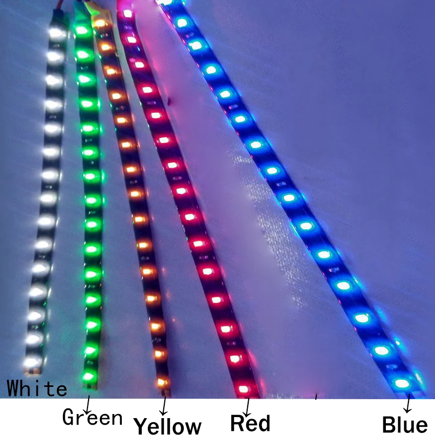 led strip 12v 3528smd 120/ 90/ 60/ 30CM cold white waterproof Red Green Blue Yellow LED Light Strip for car interior motorcycle