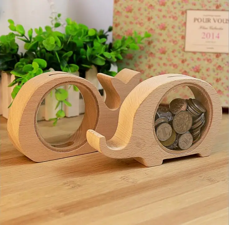 

Wooden Animals Money Saving Box Best Gifts For Kids Elephant Piggy Banks Coins Bank Transparent Hippo Money Storage Box SN2030