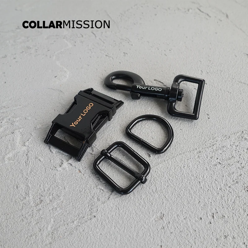 

50sets/lot (metal buckle+adjust buckle+D ring+metal dog clasp/set) 25mm sewing provide laser engraving service customize LOGO