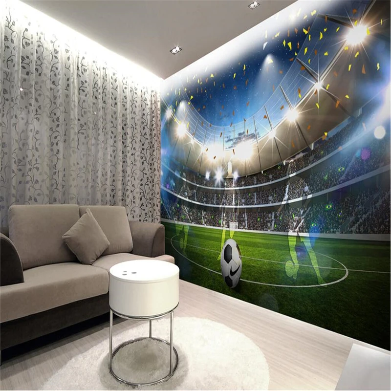 Foto personalizada papel de parede mural hd campo de futebol 3d adesivo de parede alta definição pano de fundo pintura decorativa para decoração de casa