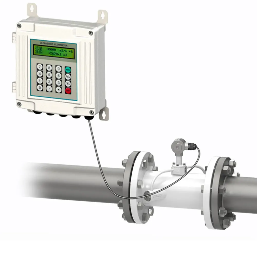 Ultrasonic Flow Meter Split type Pipe Transducers Flange TUF-2000SW DN15mm-1000mm Wall-mounted Digital flowmeter