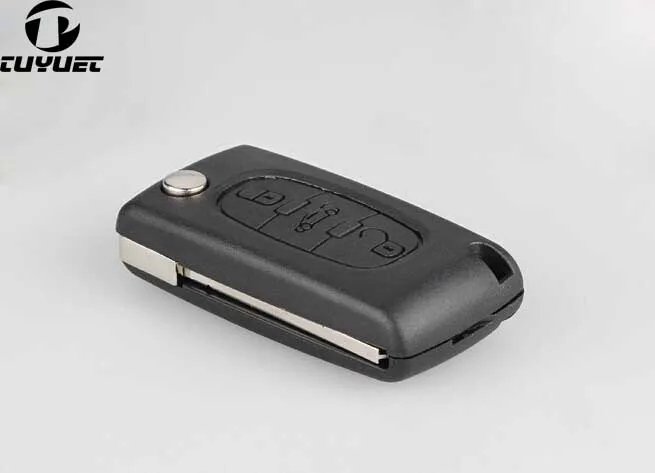 Flip Remote Key Shell 3 Buttons For Peugeot 406 408 307 For CITROEN C4 C5 C6 C-Quatre C8 VA2 Blade No Groove With Battery Clamp