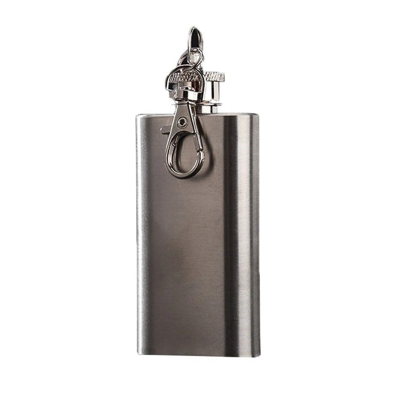 New 2OZ Stainless Steel Mini Hip Flask With Keychain Screw Cap Portable Alcohol Flask Liquor Whiskey Bottle Outdoor Travel Gifts