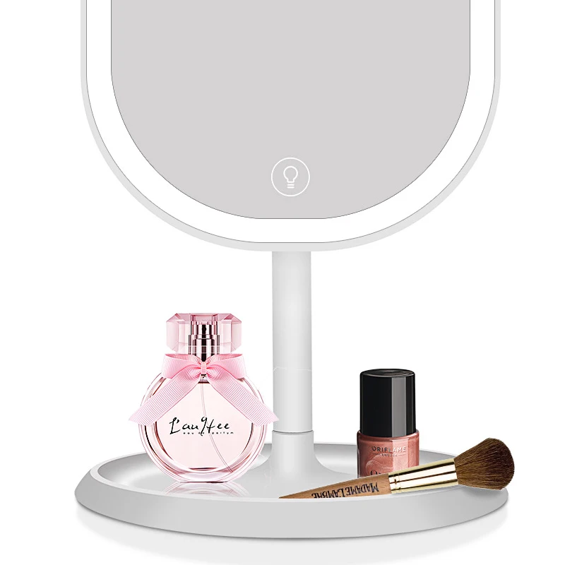 20 LED Lights Rotating Desktop Mirror Touch Screen Makeup Mirror Professional Vanity Mirror Beauty Adjustable mirror light