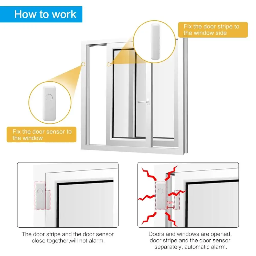 Sensor de puerta, Detector de ventana, Detector de puerta abierta, alarma de puerta de casa para sistema de alarma de casa Smart Life, Sensor de