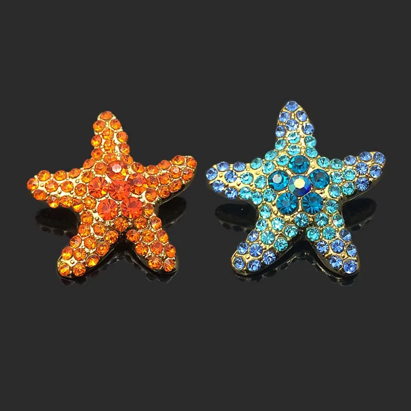 Crystal w320 3D Starfish 18mm 30mm rhinestone metal snap button for Bracelet Necklace Jewelry For Women Fashion accessorie