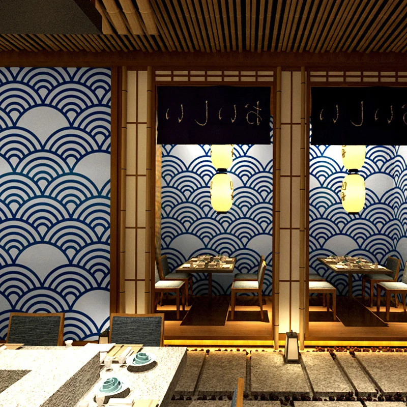 Japanese Style Wallpaper Restaurant Bedroom Kitchen Decoration Ukiyo-e Wall Paper Roll