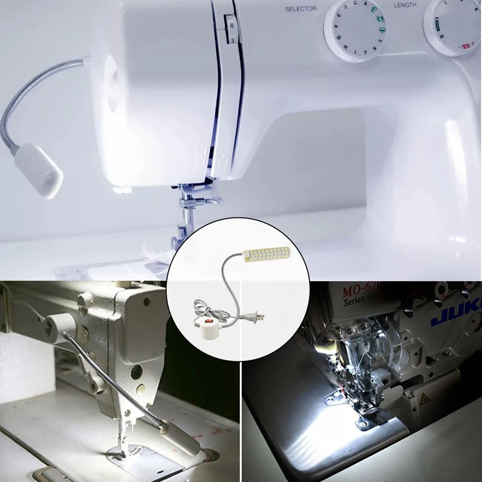 Portable Sewing Machine LED Light 10/20/30LED Magnetic Mounting Base Gooseneck Lamp for Sewing Machine Lathe Industrial Lighting