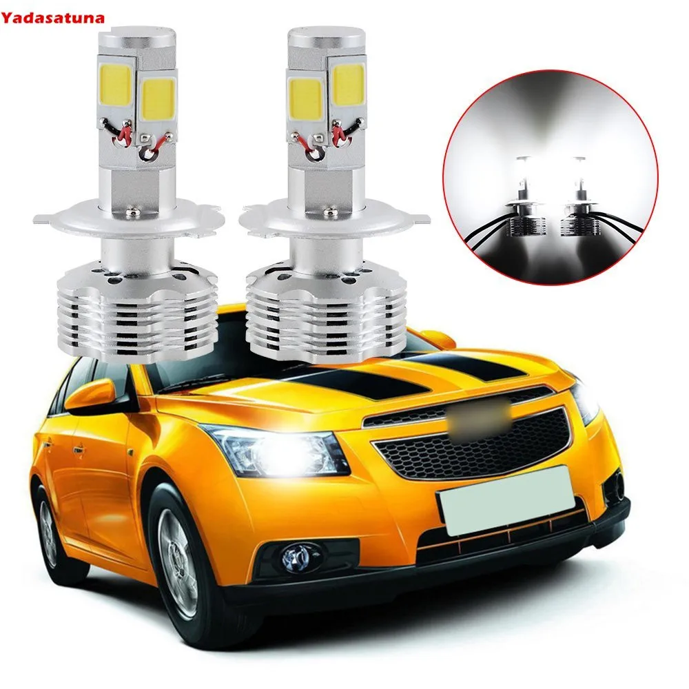 

2*120W H4 Voiture Moto Phare/Code 4 COB LED (Hi/Lo) Antibrouillard 12000LM Ampoule Fog Headlight Kit Lampe DC 9-24V Blanc 6500K