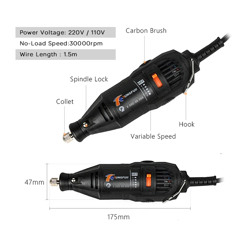 Power Tool 220V 110V with Dremel Accessories Dremel Tools Drill Accessories Electric Drill DIY Woodworking Rotary Tool Grinder