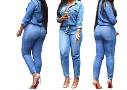 Fashion Denim Jumpsuits For Women 2022 Casual Long Sleeve Female Rompers Blue Ladies Jeans Playsuits Women Overalls