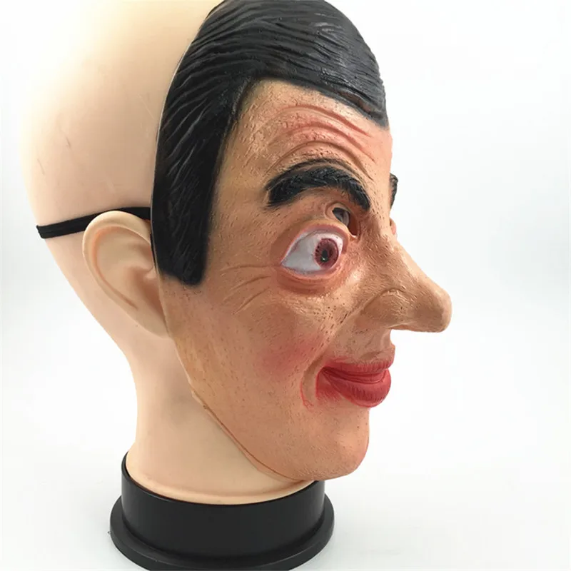 Top Quality 2017 Famous Man Mask Full Face Head Party Mask Mr Bean Face Mask Halloween Party Cosplay Male Head Mask Fancy Dress