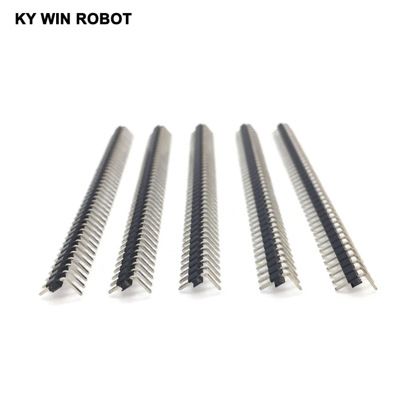 10pcs 40 Pin 1x40 Single Row 90 - degree 2mm Pin Header Angle Connector Plated copper Strip bending