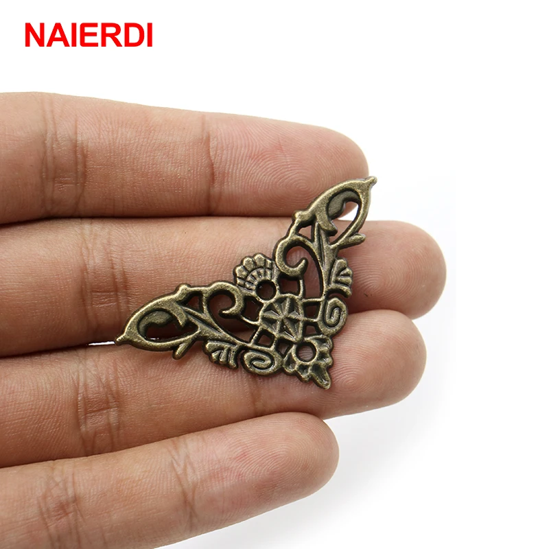 8PCS NAIERDI Jewelry Box Corner Protector Antique Frame Book Menus Butterfly Decoration Corner Bracket For Furniture Hardware
