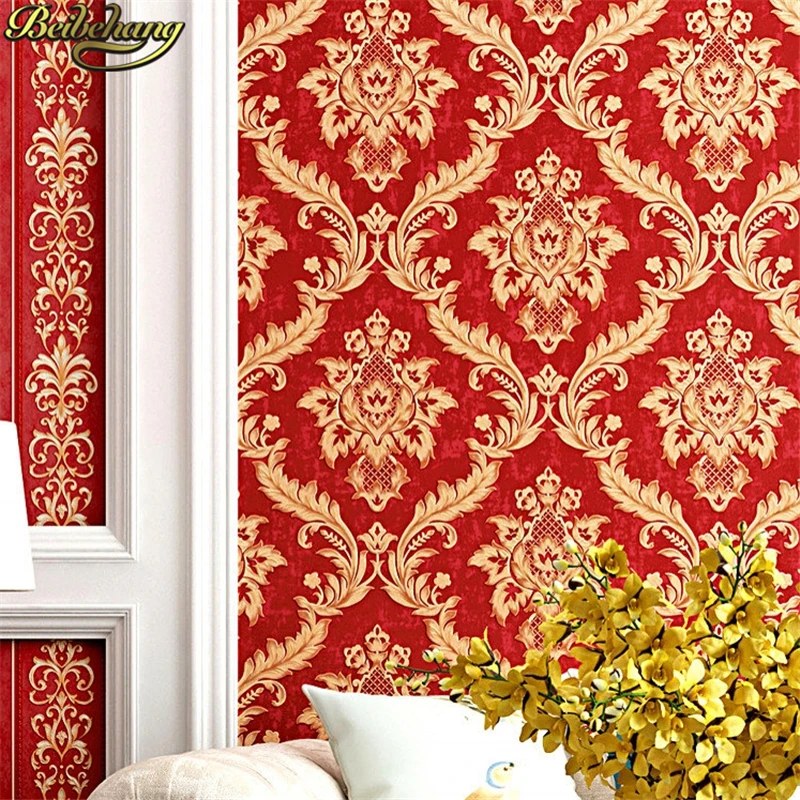 beibehang European style wallpaper luxury high-grade non-woven 3d living room bedroom TV background wall paper papel de parede