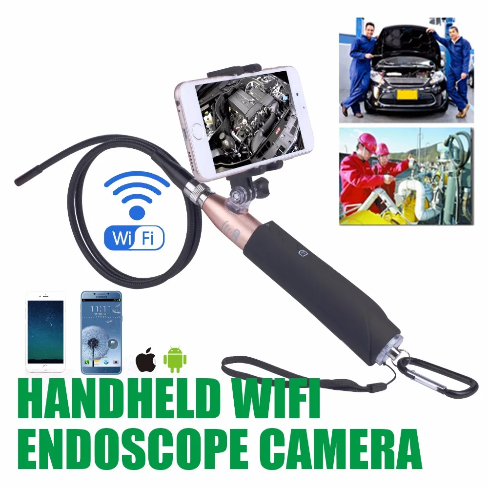 EC570 Wifi Endoscope for iPhone Android Inspection 8mm Camera Waterproof Semi-rigid Snake Cable for Engine/Sewer/Pipe/Vehicle