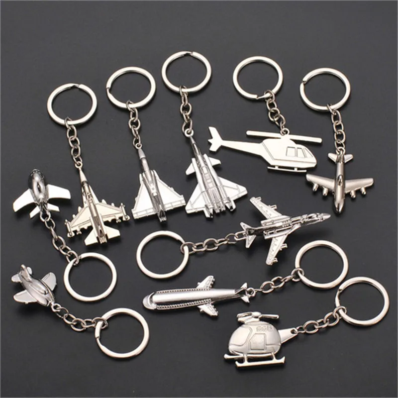 Creative helicopter keychain metal stainless steel transport Fighter key ring aircraft modeling novelty free shopping